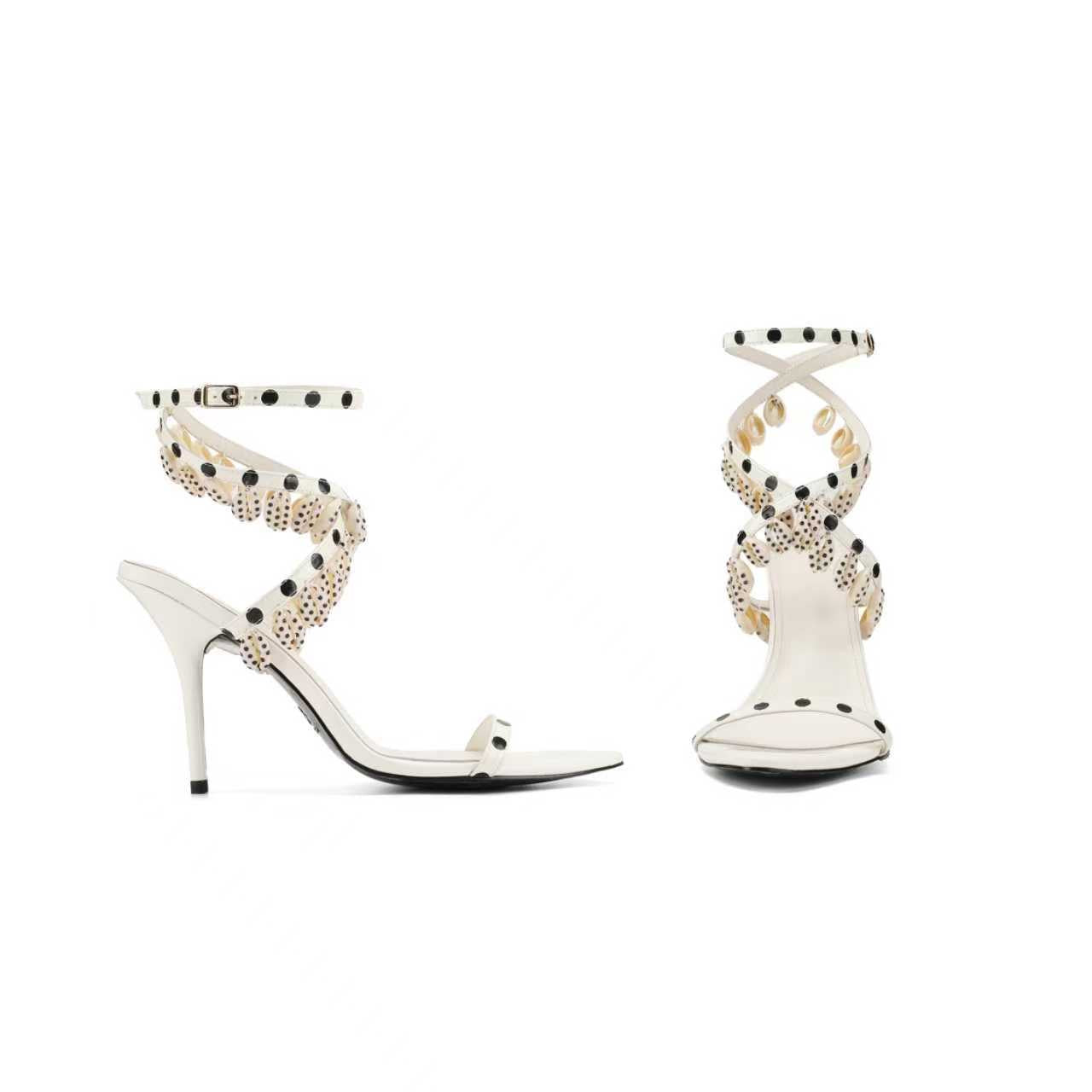 THERESIA COWRIE SHELL SANDALS IN CREAM AND POLKA DOT COLORWAY