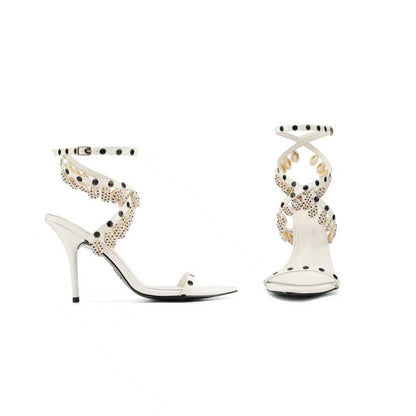 THERESIA COWRIE SHELL SANDALS IN CREAM AND POLKA DOT COLORWAY